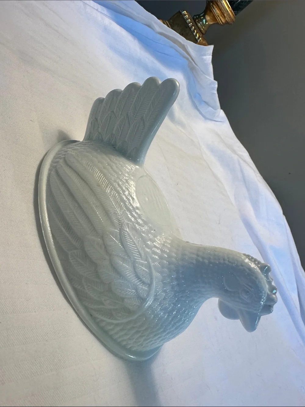 Glass milk Hen Covered Dish Decorative Serving Piece only top